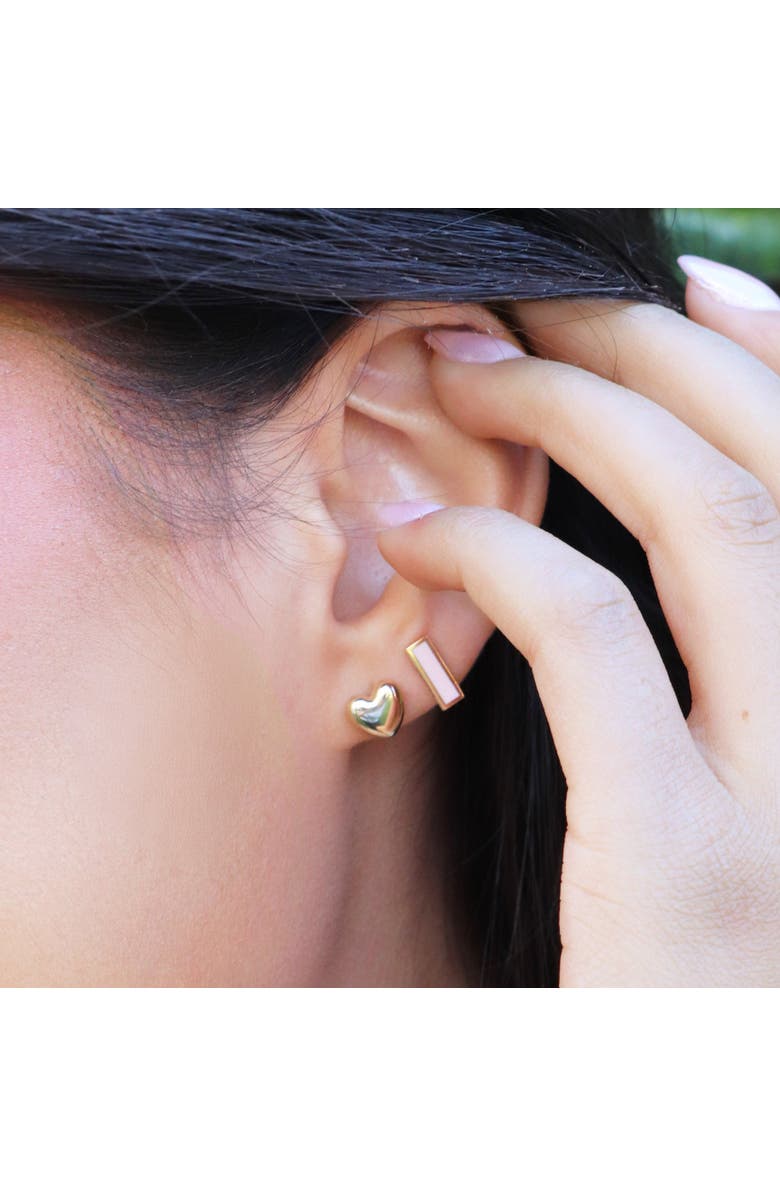 The Lovery Fine Jewelry Puffy Gold Heart Stud Earrings, Alternate, color, Yellow Gold