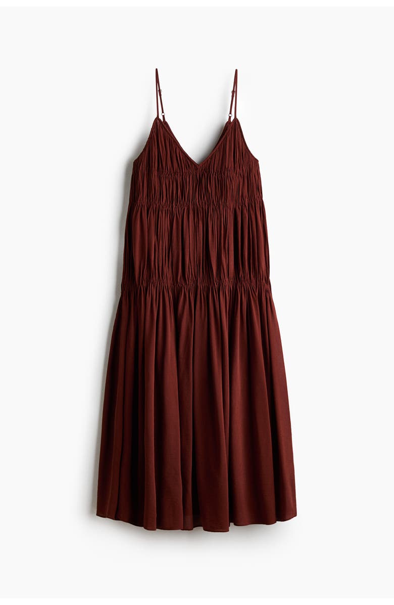 H&M Smocked Strappy Dress, Main, color, Rust Brown