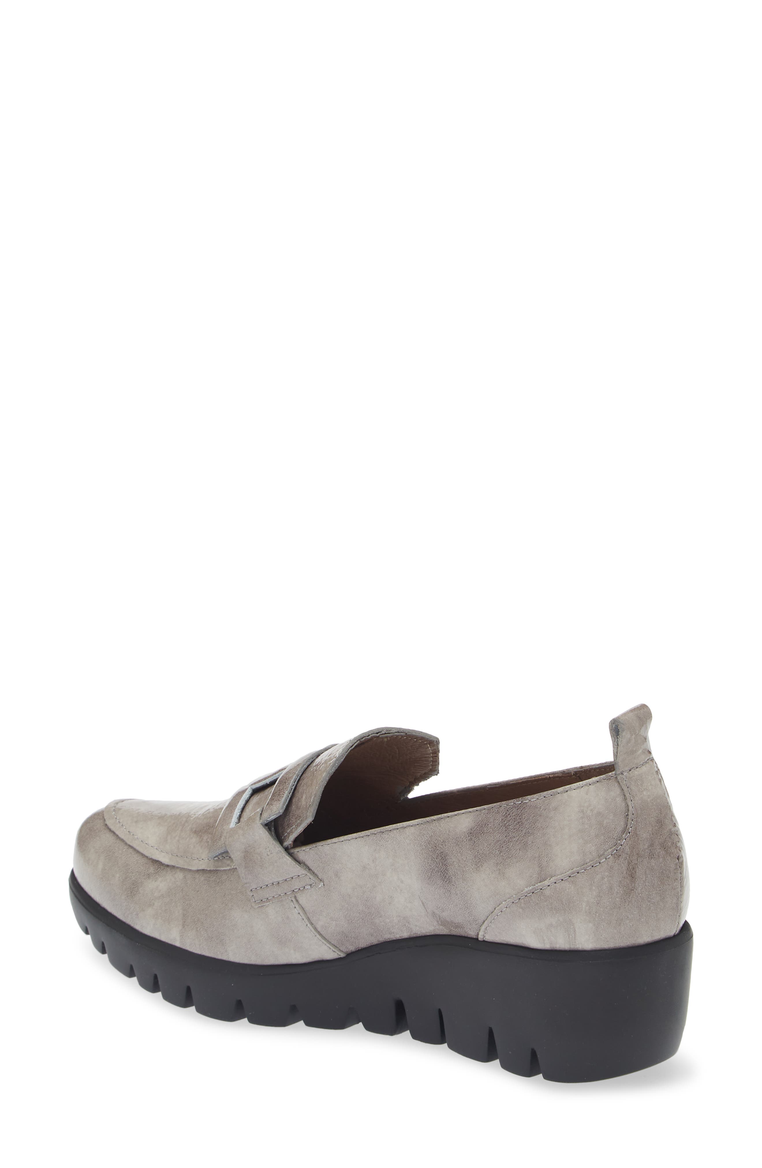 Wonders Lug Platform Wedge Loafer, Alternate, color, Textured Grey Patent