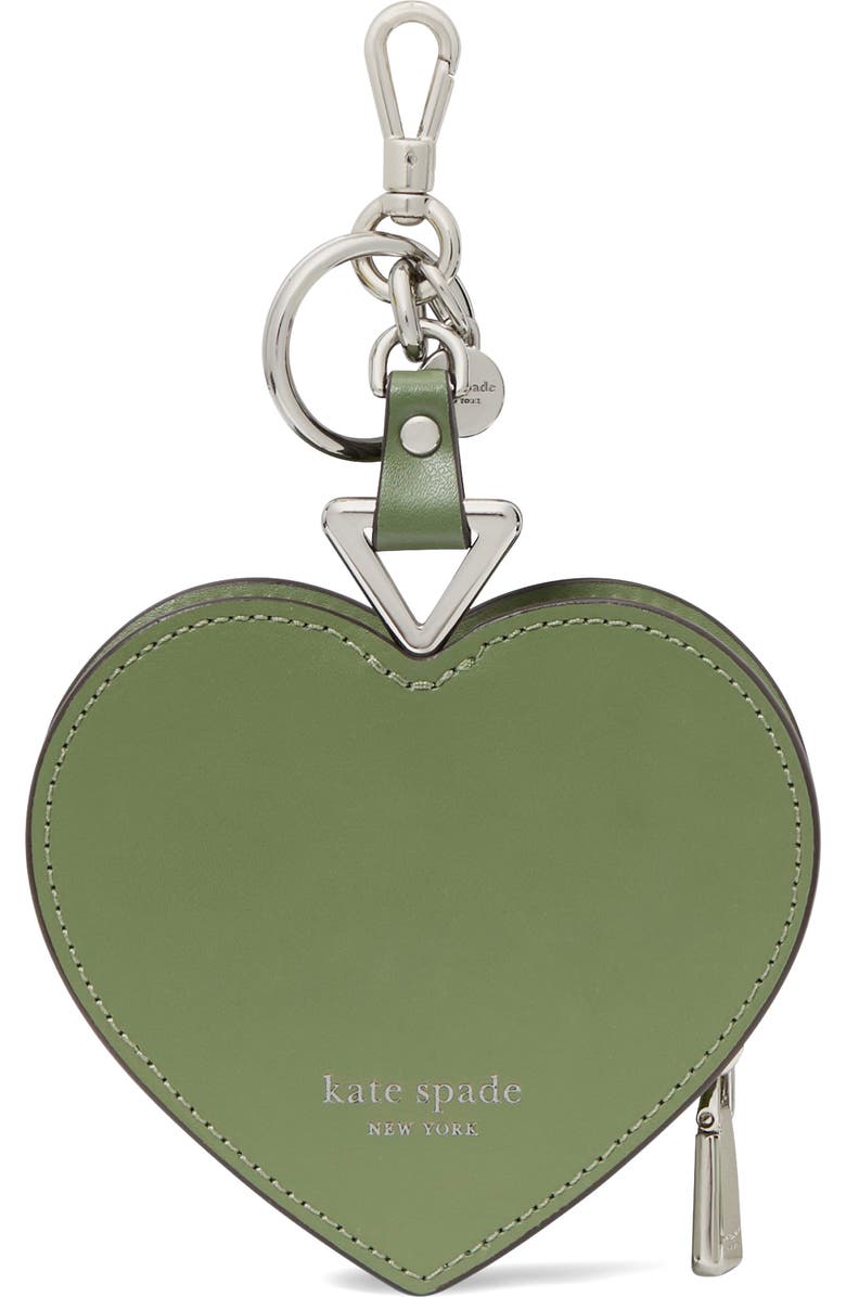 Kate Spade New York liv painterly bouquet smooth leather heart coin purse, Alternate, color, Cedar Stand Multi