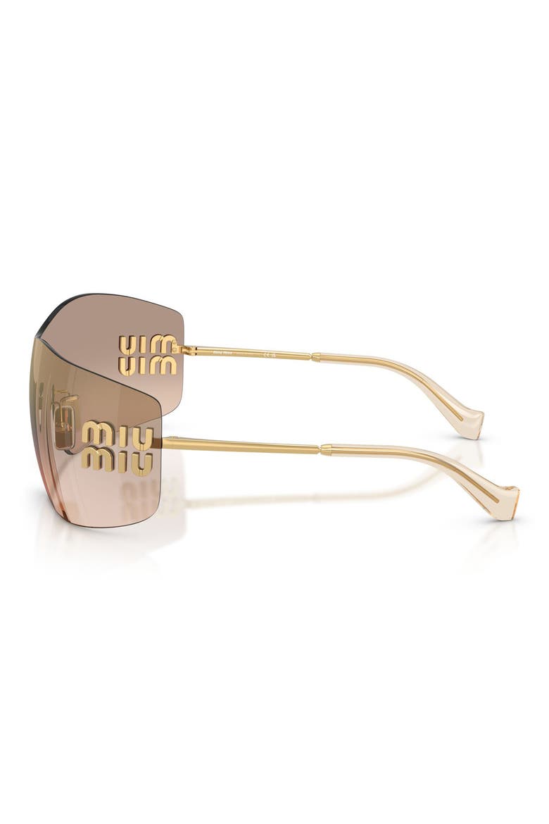 144mm Oversize Shield Sunglasses, Alternate, color, GOLD / BROWN MIRROR BRONZE