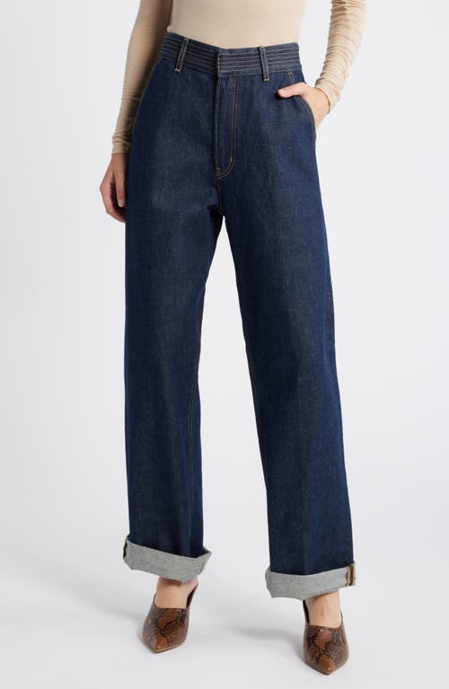 Frame The Trapunto Topstitched High-rise Wide-leg Organic Jeans In Rinse