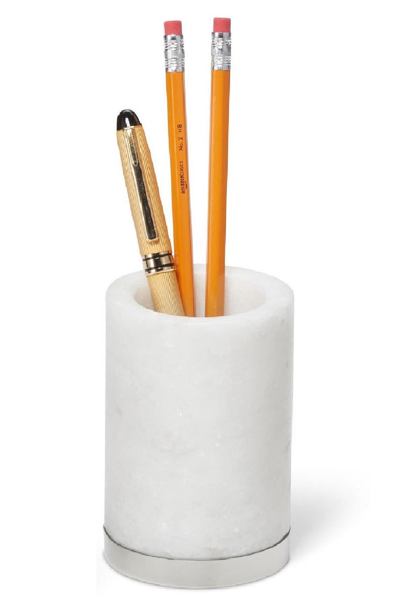 ROSELLI TRADING COMPANY Roman Marble Pencil Cup, Alternate, color, White