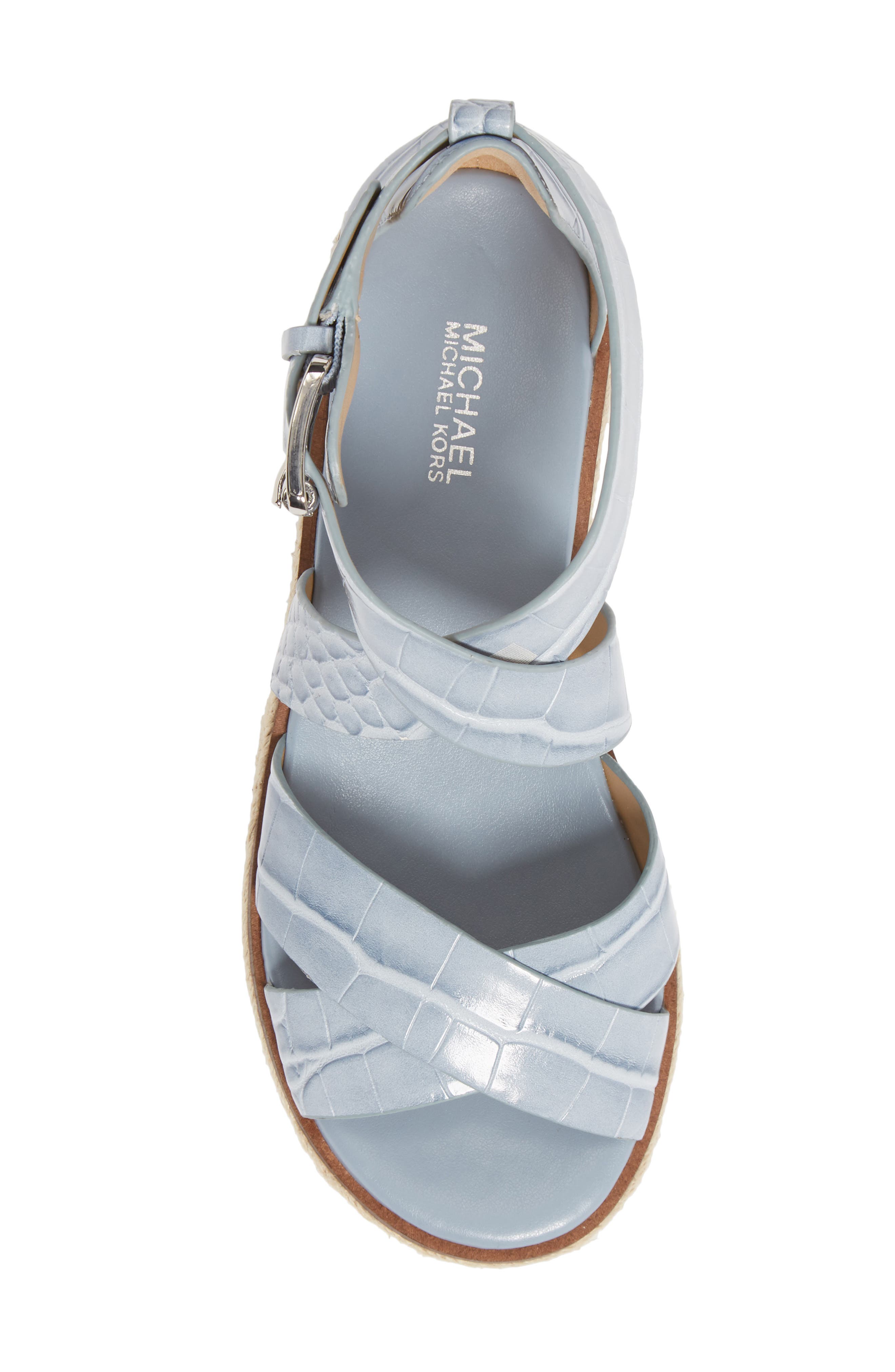 'Darby' Crisscross Espadrille Sandal, Alternate, color, PALE BLUE EMBOSSED LEATHER