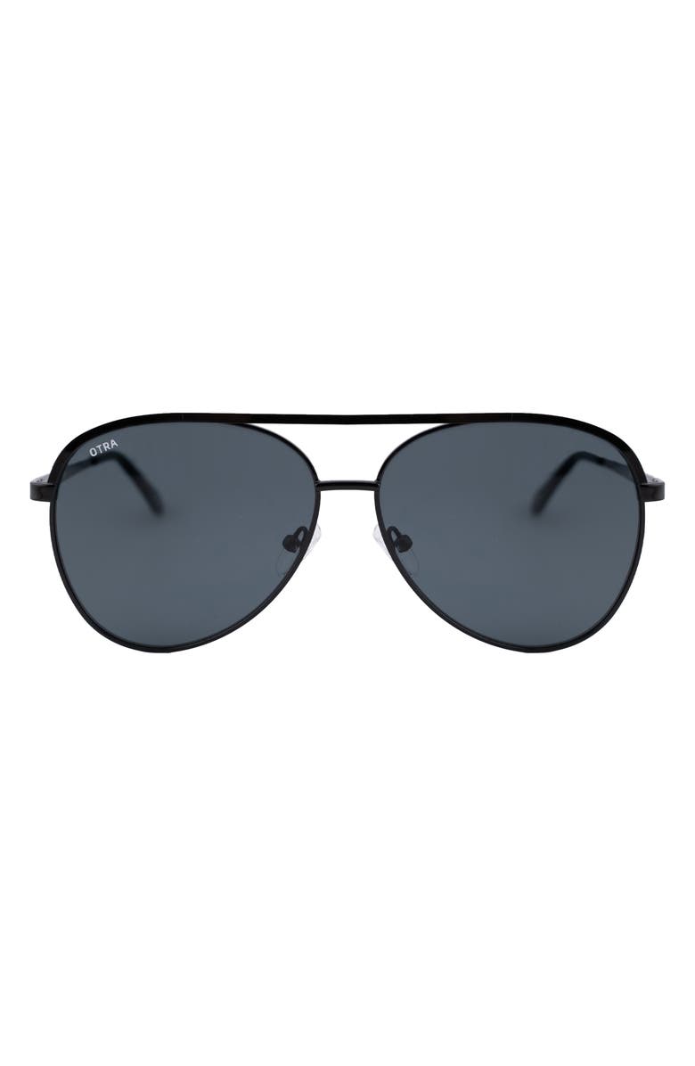 OTRA Charlie 56mm Aviator Sunglasses, Main, color, Black/ Smoke