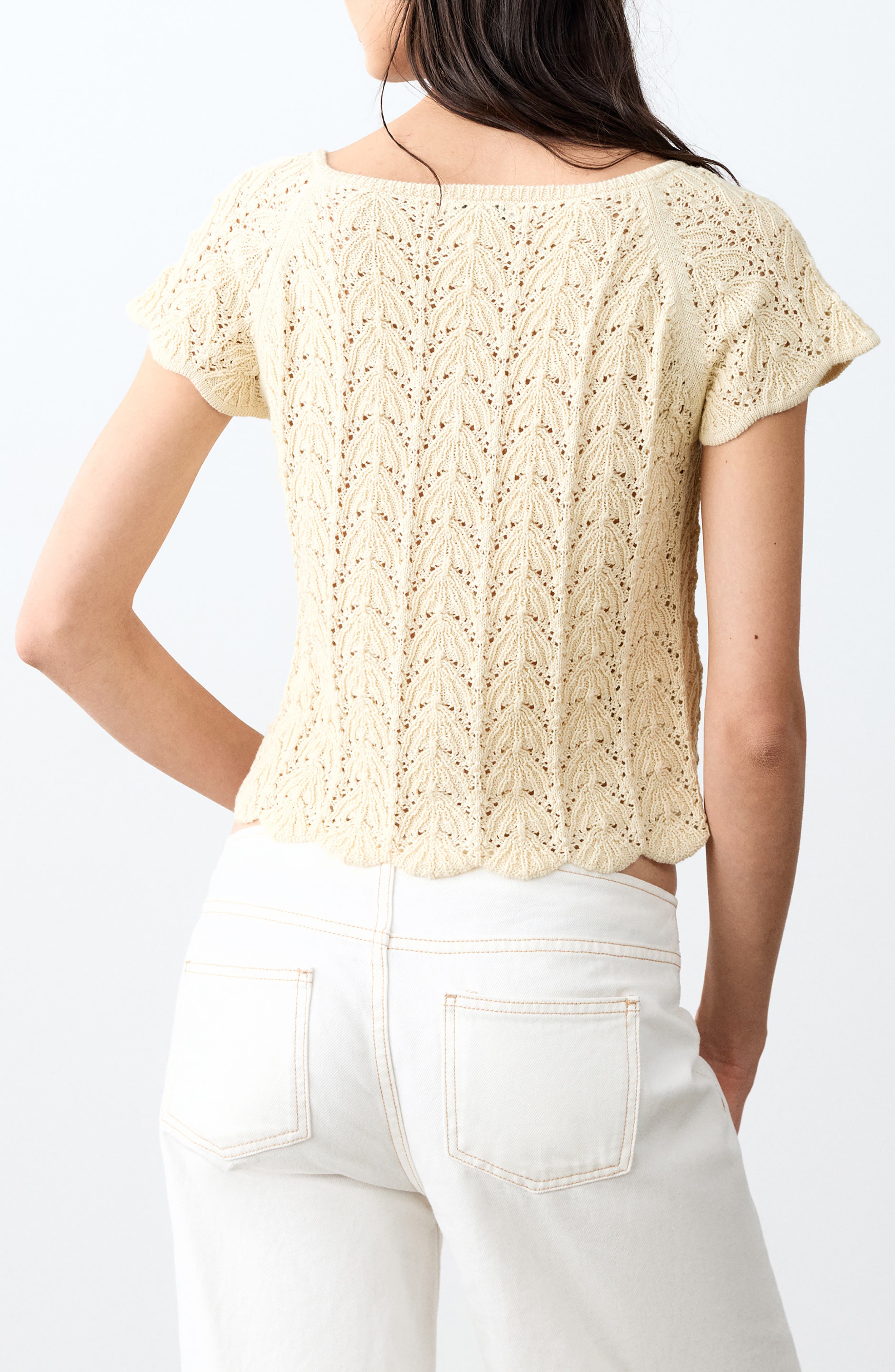 Open Stitch Knit Button-Up Shirt - image 4