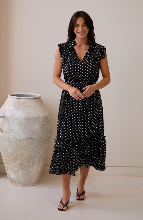 BRAVE + TRUE BRAVE+TRUE BROADWAY CAP SLEEVE TIERED MIDI DRESS 