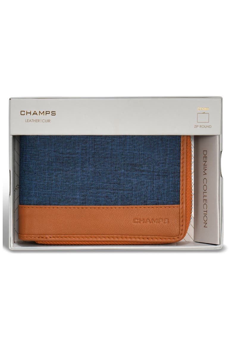 Zip Around Bifold Wallet, Alternate, color, TAN/ BLUE