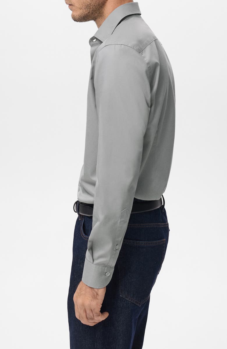 MANGO Slim Fit Cotton & Lyocell Button-Up Shirt, Alternate, color, Grey