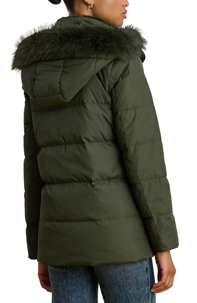 Lauren Ralph Lauren Icon Down & Feather Puffer with Faux Fur Trim Hood, Alternate, color,