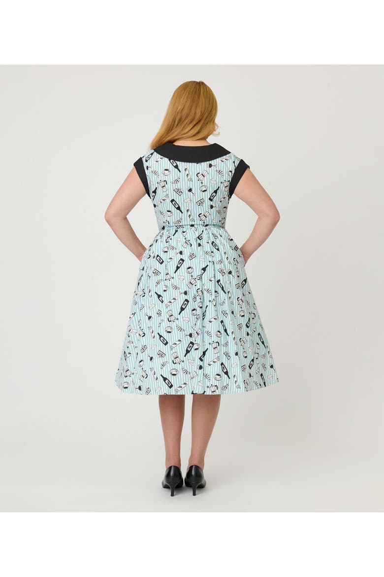 Cafe Swing Dress, Alternate, color, Blue Striped Café Print