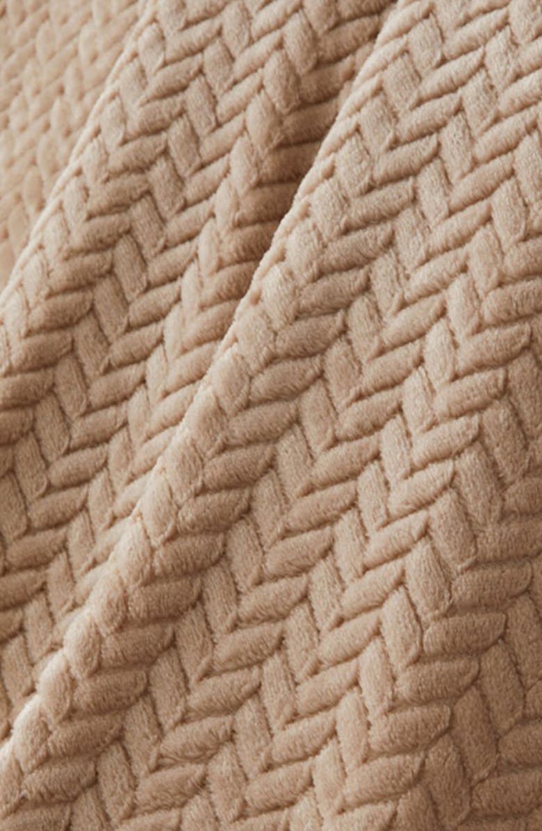 Luxury Home Braided Chevron Microplush Faux Shearling Throw Blanket, Alternate, color, Taupe