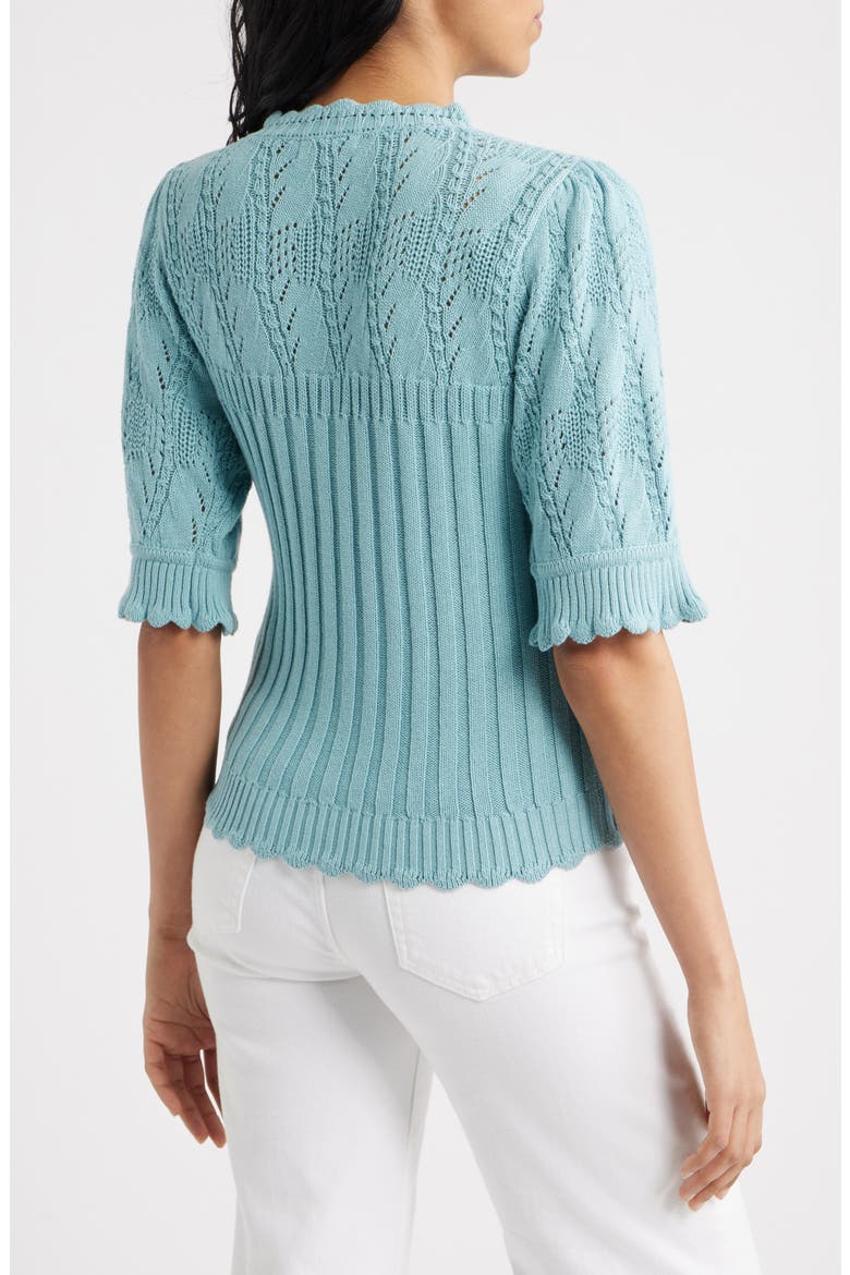 Mixed Stitch Elbow Sleeve Sweater, Alternate, color, PALE TEAL