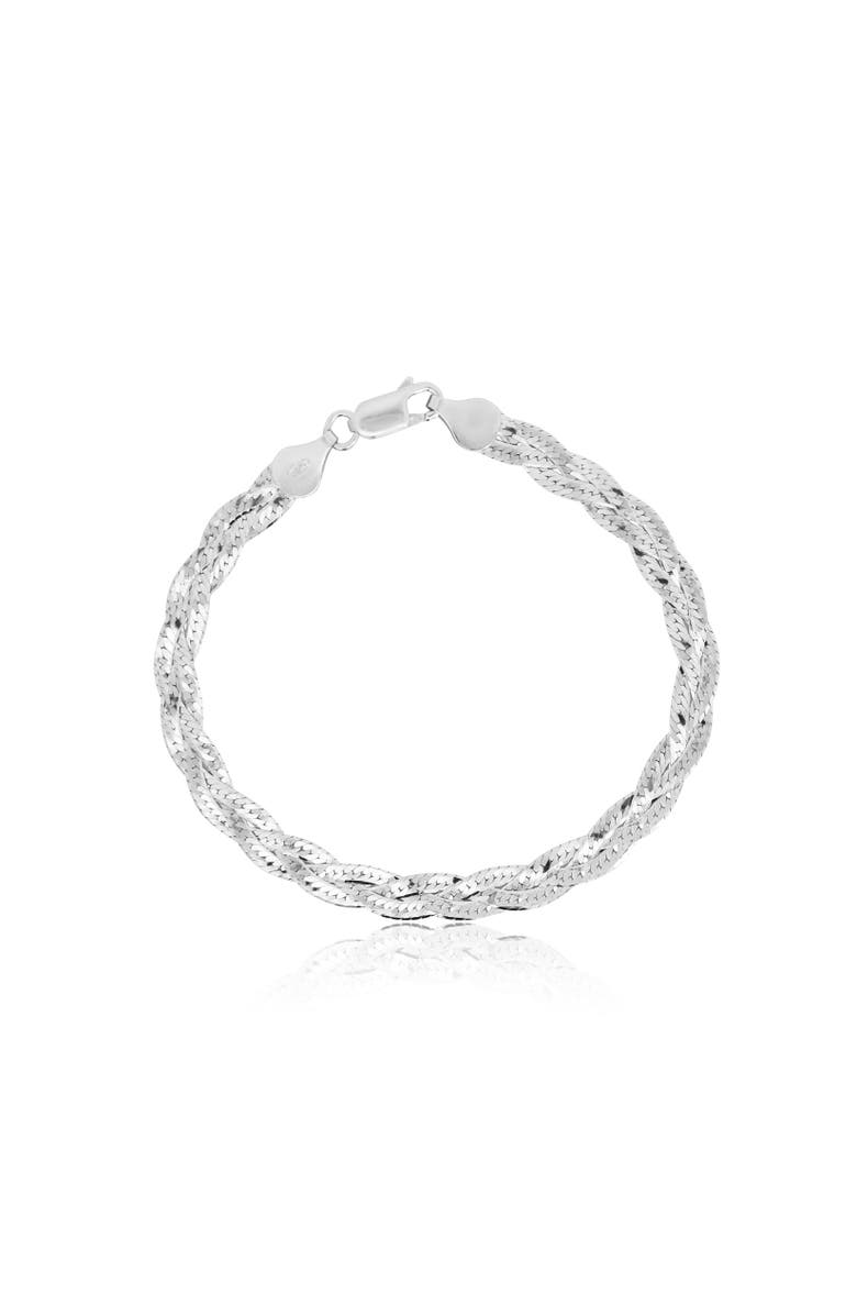 The Lovery Fine Jewelry Braided Herringbone Bracelet, Main, color, Sterling Silver