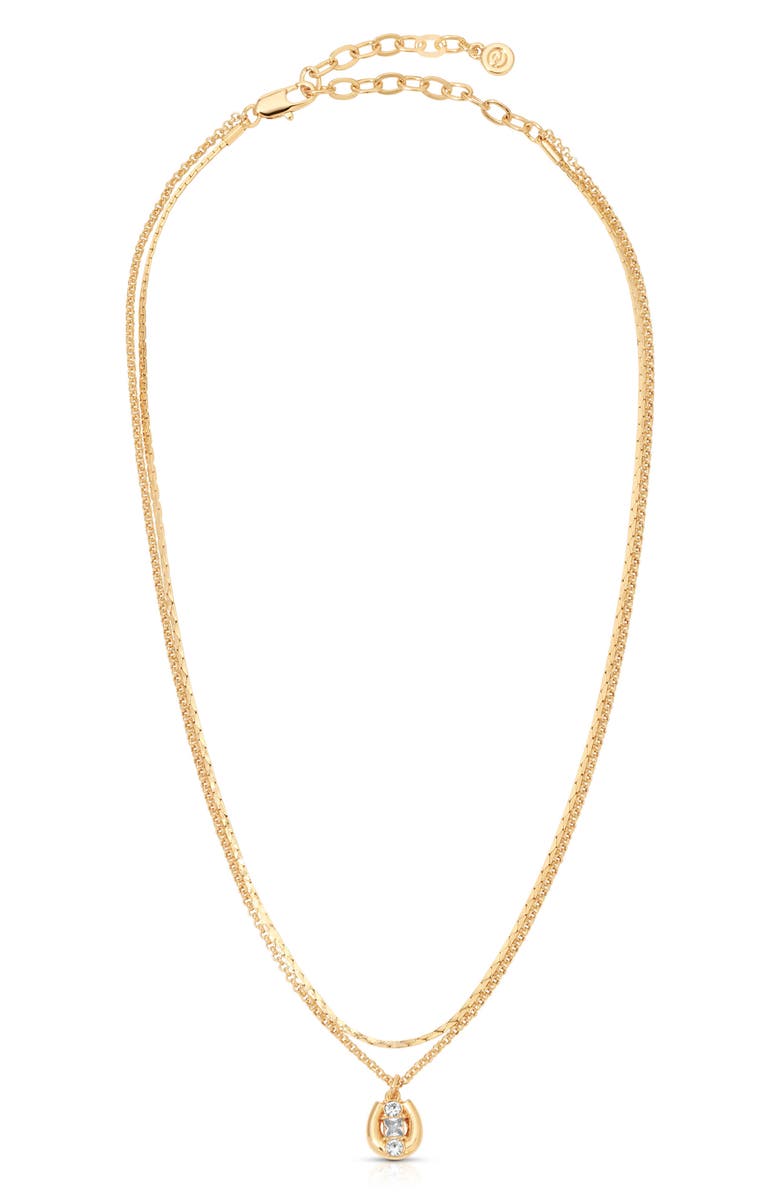 Ettika Layered Chain Pendant Necklace, Alternate, color, Gold