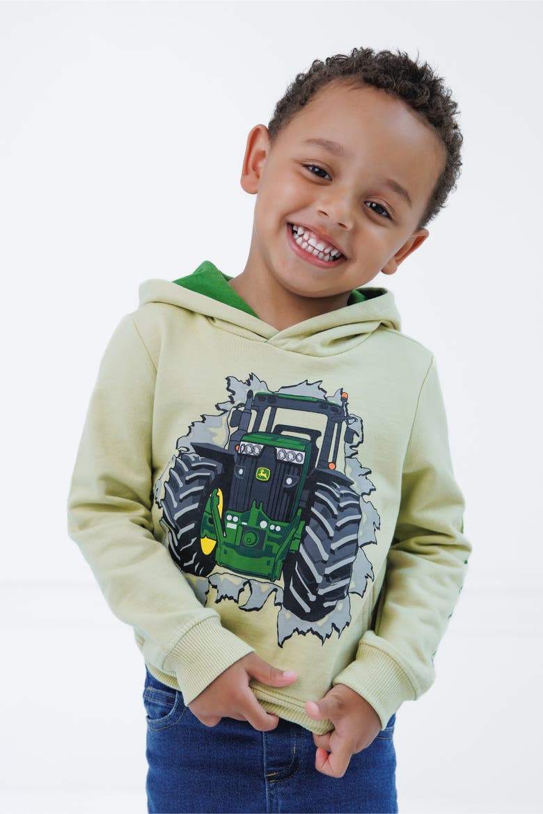 Boys' Fleece Hooded Sweatshirt, Alternate, color, Olive Dark Green