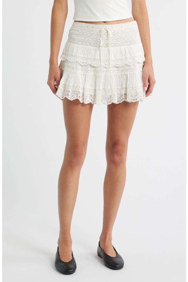 Delphie Lace Miniskirt, Main, color, OFF WHITE