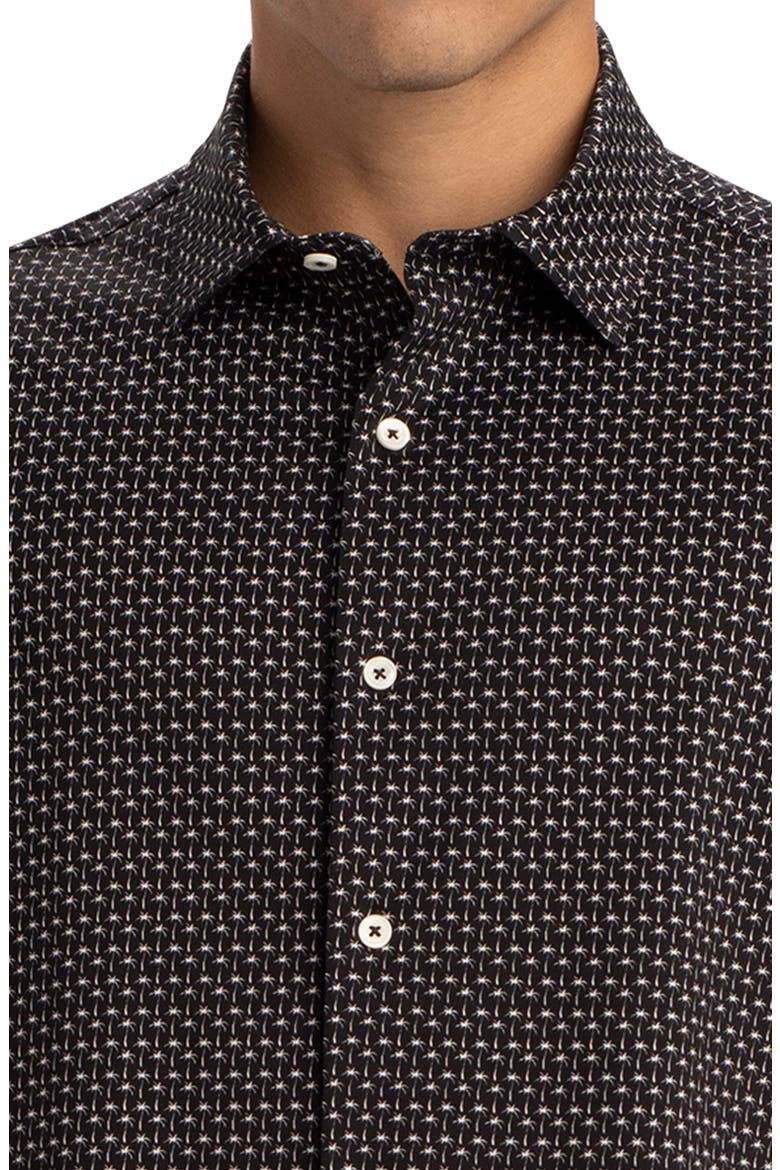OoohCotton® Print Short Sleeve Button-Up Shirt, Alternate, color, BLACK