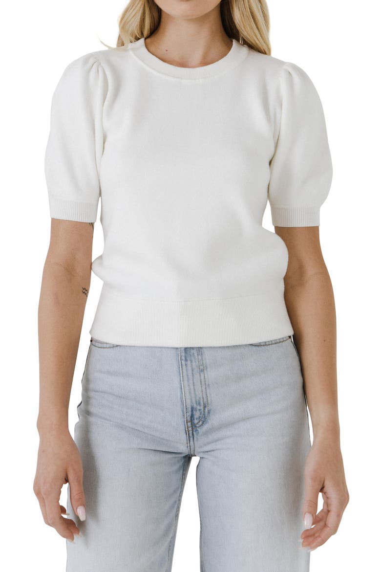 Puff Sleeve Sweater, Main, color, CREAM