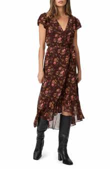 Neroli Floral Print Faux Wrap Silk Maxi Dress