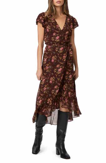 Neroli Floral Print Faux Wrap Silk Maxi Dress