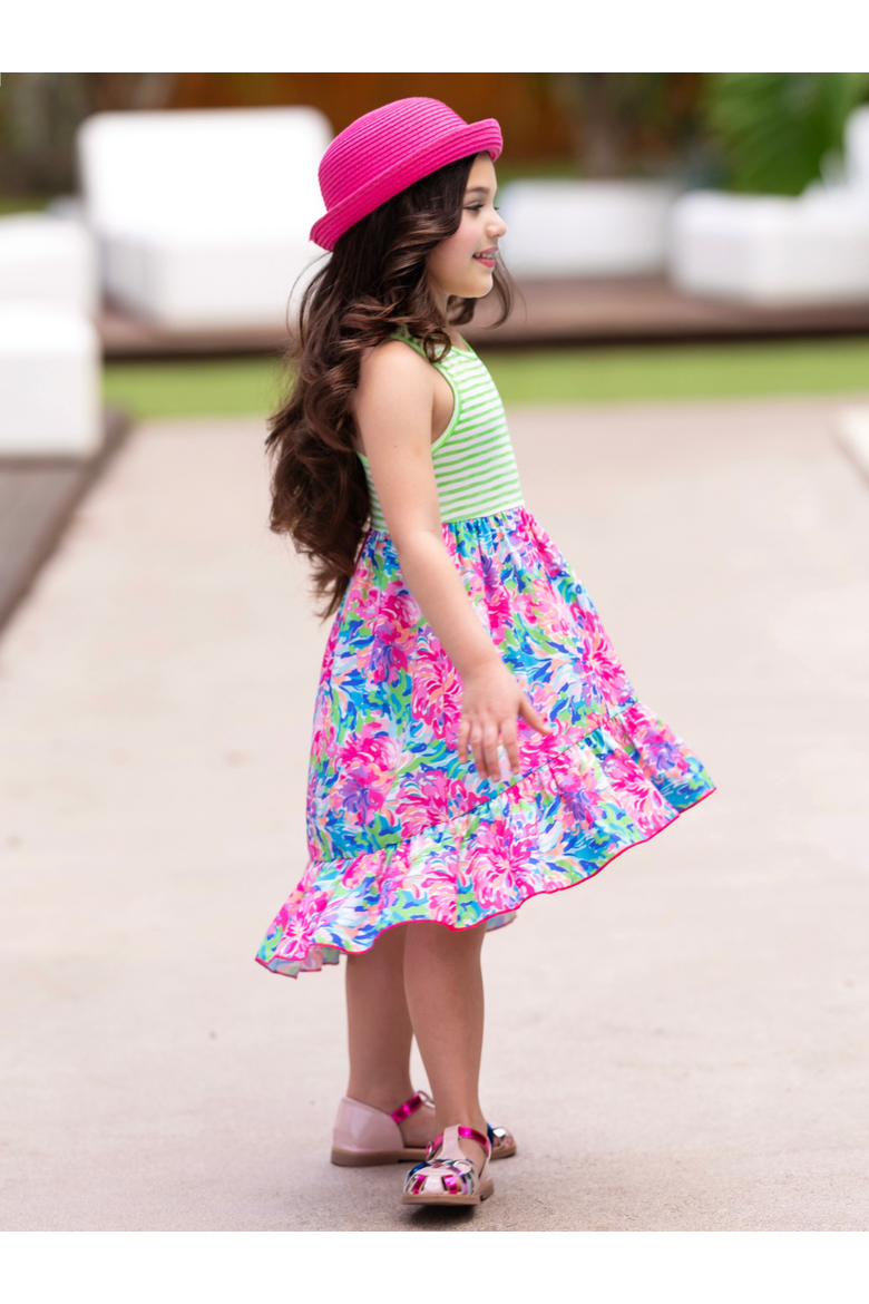Tropical Bloom Sleeveless Hi-Lo Dress, Alternate, color, Purple