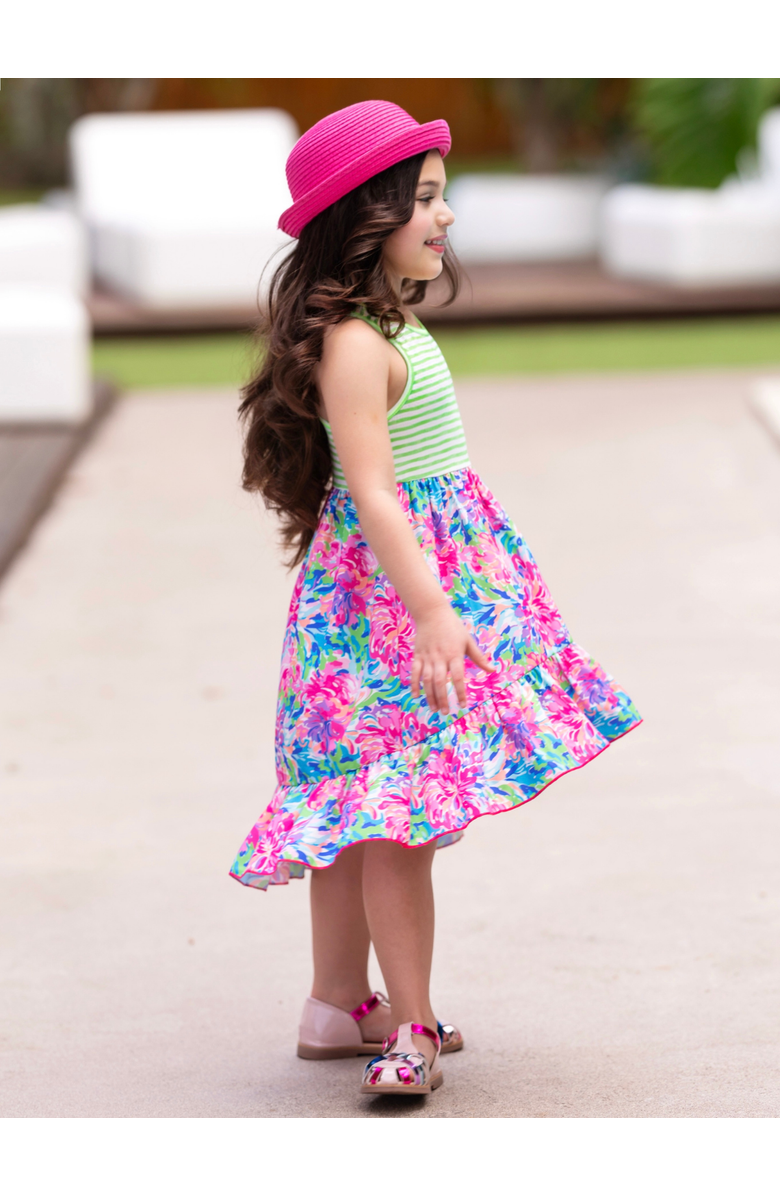 Mia Belle Girls Tropical Bloom Sleeveless Hi-Lo Dress, Alternate, color, Purple