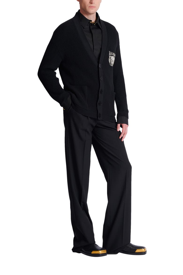 Cotton tube-knit cardigan, Alternate, color, black