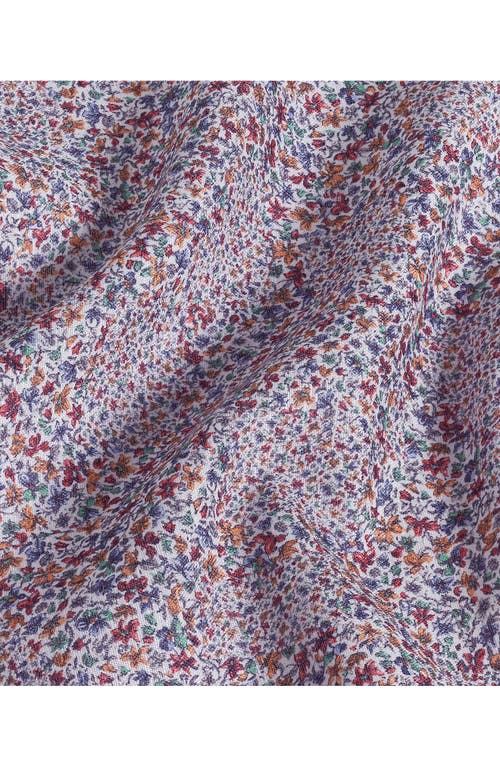 David Donahue Regular Fit Micro Floral Print Linen Sport Shirt In Berry Multi