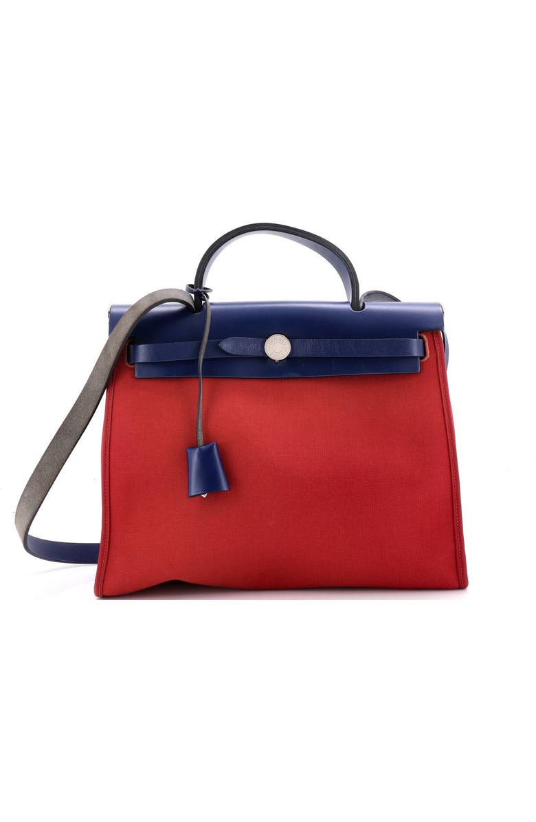 Pre-Owned Hermes Herbag Zip Leather and Toile 31, Main, color, Rouge Grenat