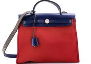 Pre-Owned Hermes Herbag Zip Leather and Toile 31