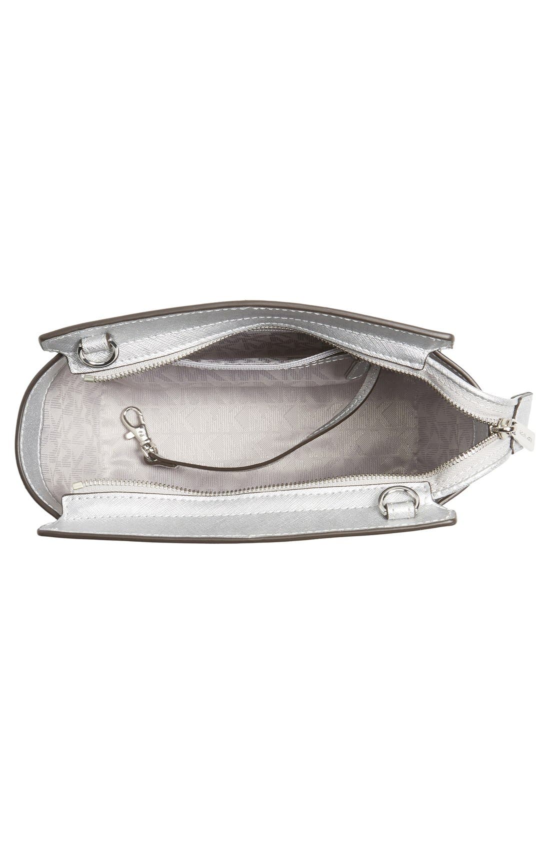 'Medium Selma' Metallic Leather Crossbody Bag, Alternate, color, SILVER/ SILVER