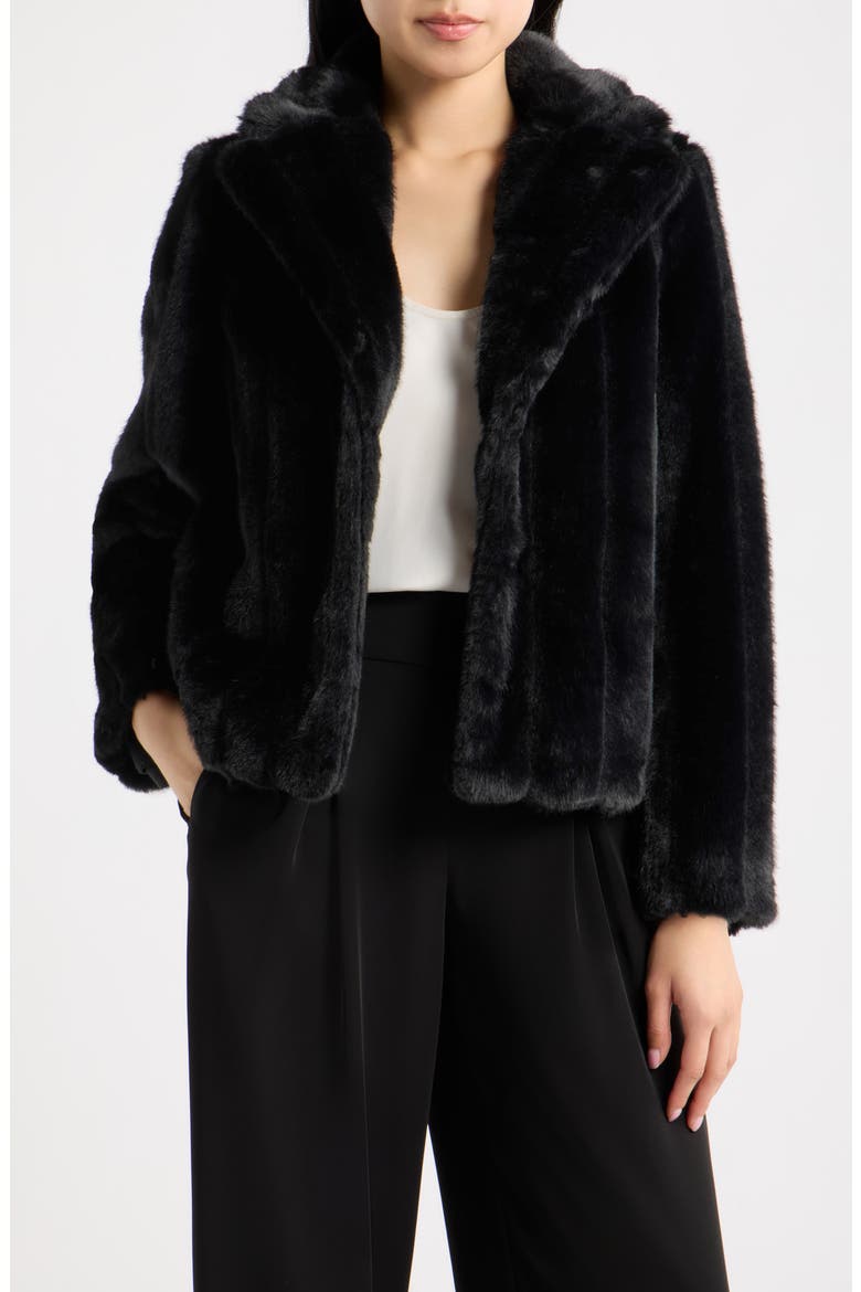 Faux Fur Crop Jacket, Main, color, ANNE BLACK
