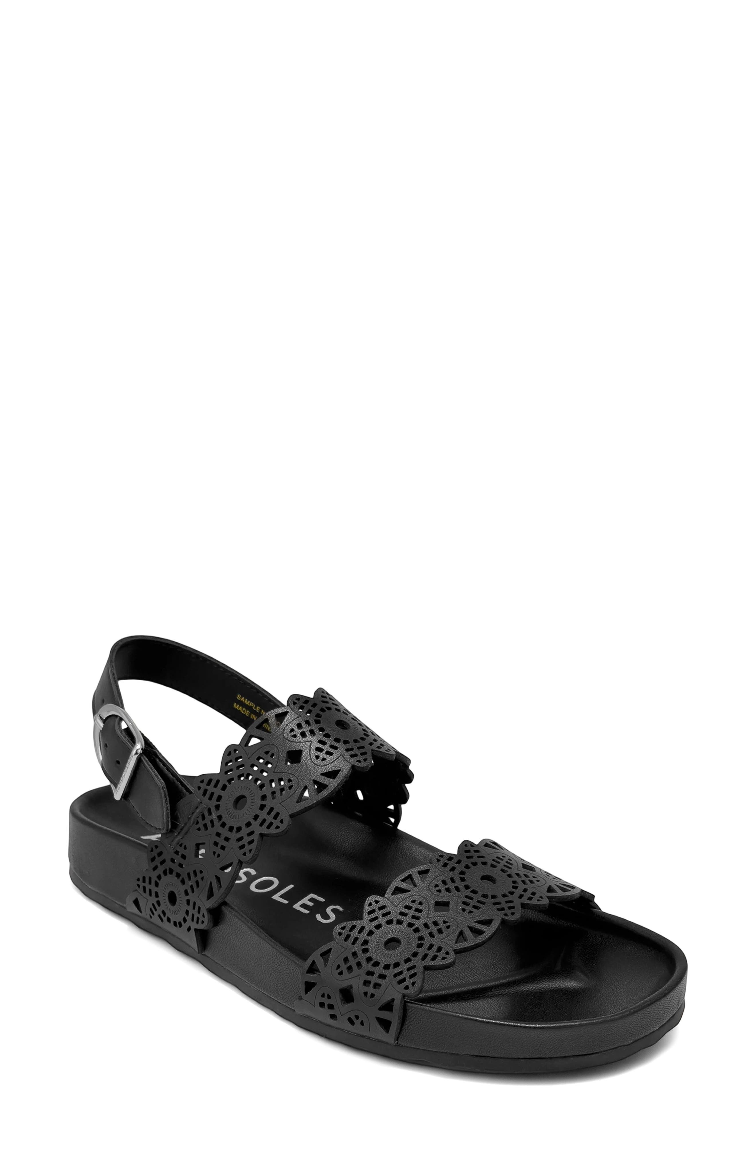 Aerosoles Lily Perforated Slingback Sandal, Main, color, Black Perf Fx Nappa