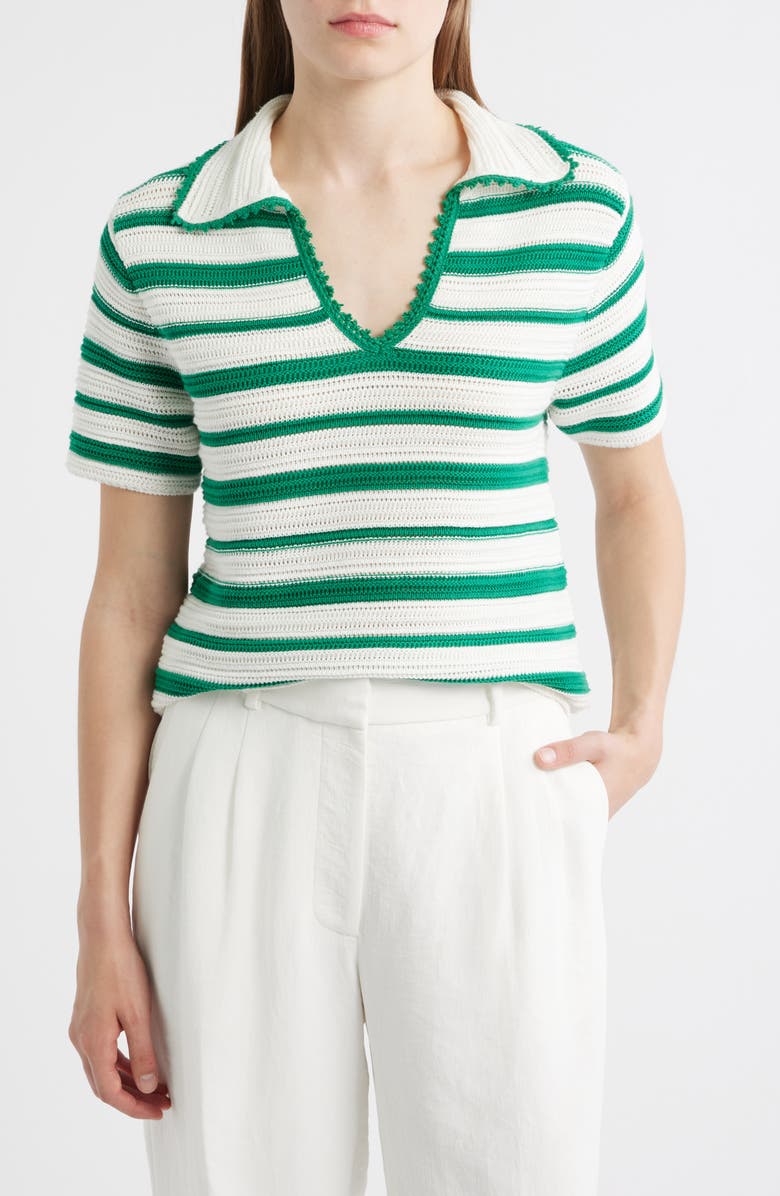 Elie Tahari Harlow Stripe Polo Sweater, Main, color,