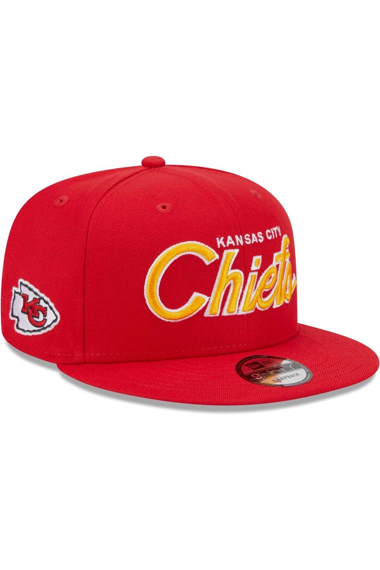 Men's New Era Red Kansas City Chiefs Main Script 9FIFTY Snapback Hat, Main, color, Red