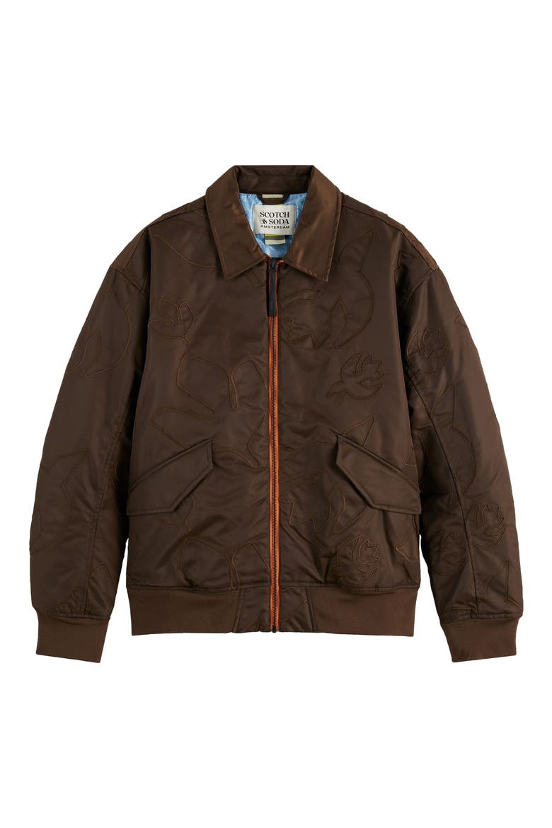 Appliqué Aviator Bomber Jacket, Alternate, color, DEMITASSE