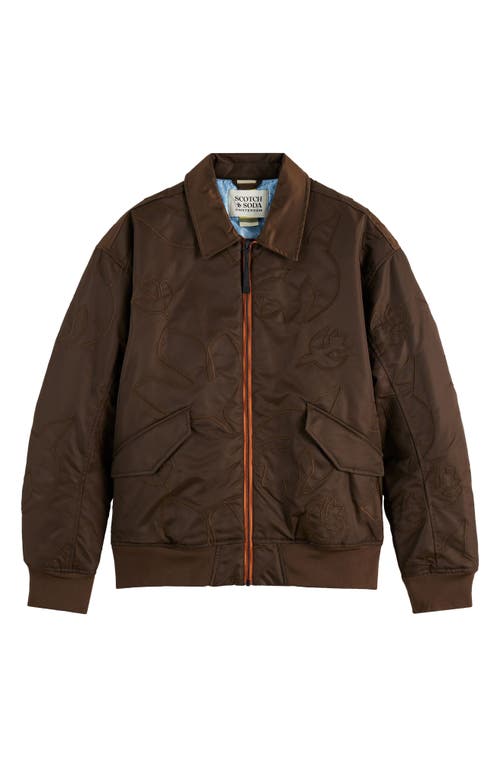 Scotch & Soda Appliqué Aviator Bomber Jacket In Brown