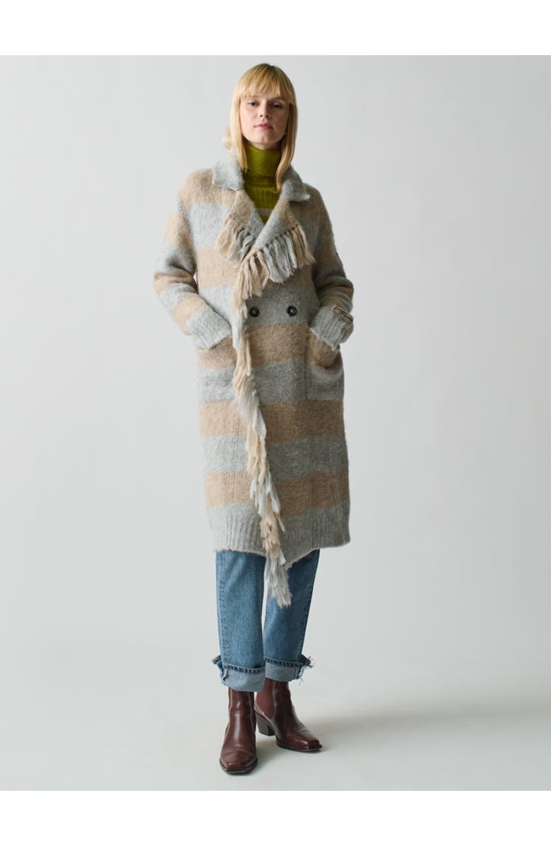Lingua Franca Striped Mavis Fringe Coat, Main, color, 