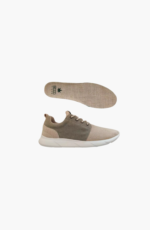 8000kicks Explorer V2 Waterproof Hemp Sneakers In Beige And Green
