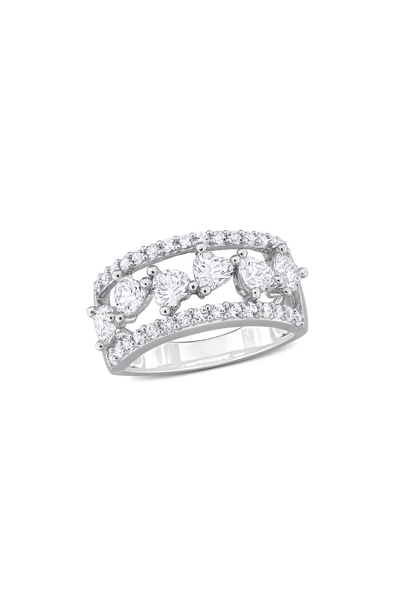 DELMAR Lab Created White Sapphire Ring, Main, color, Silver