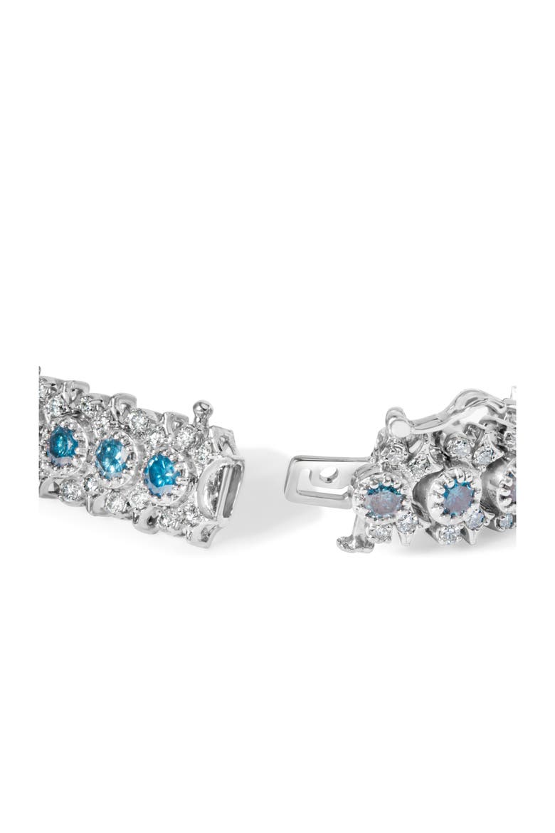 14K White Gold 10.0 Cttw Diamond Floral Cluster Link Bracelet, Alternate, color, White