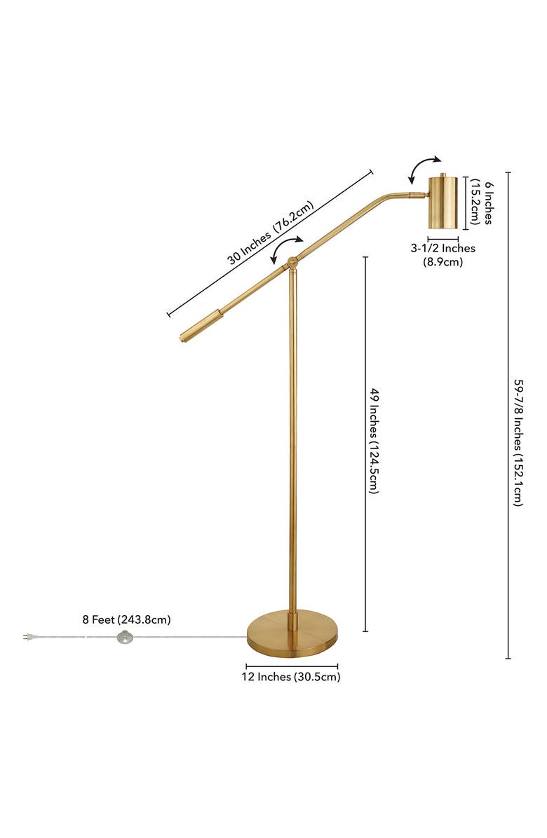 HUDSON AND CANAL Willis Brass Pharmacy Floor Lamp with Boom Arm, Alternate, color, 