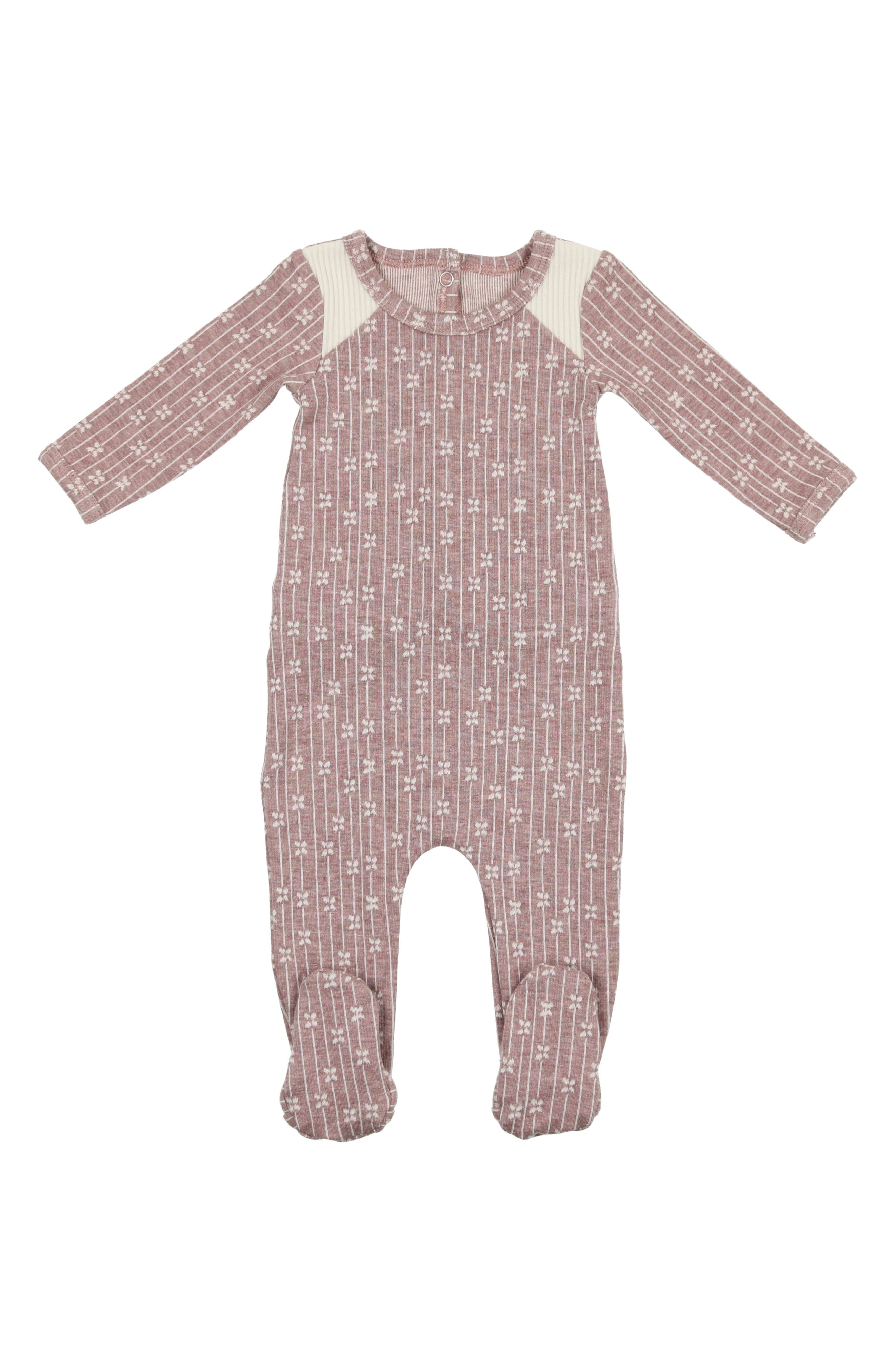 Manière Floral Stripe Cotton Blend Footie