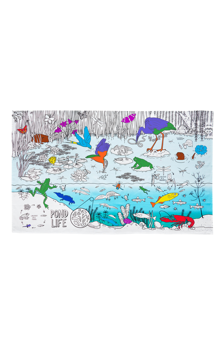 Eat Sleep Doodle Nature & Wildlife Pond Adventure Tablecloth, Alternate, color, Pond Adventure