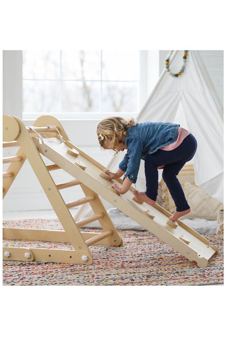 2-in-1 Wooden Climbing Ramp & Slide Attachment, Alternate, color, NATURAL