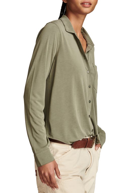 Lucky Brand Sandwash Shirt In Dusty Olive