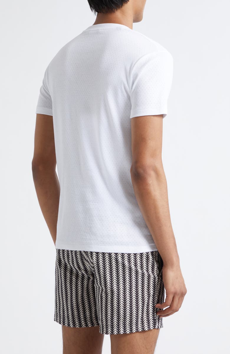 TOM FORD Perforated Rib Crewneck T-Shirt, Alternate, color, Optical White