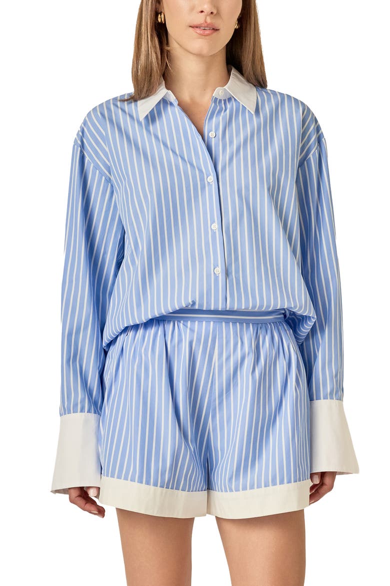 Stripe Oversize Poplin Shirt, Alternate, color, BLUE/ WHITE STRIPE