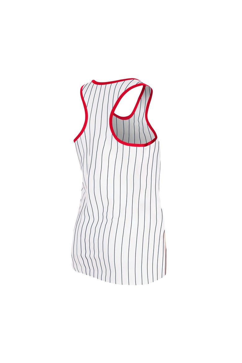Women's New Era White Cleveland Guardians Sequin Pinstripe Racerback Tank Top, Alternate, color, White